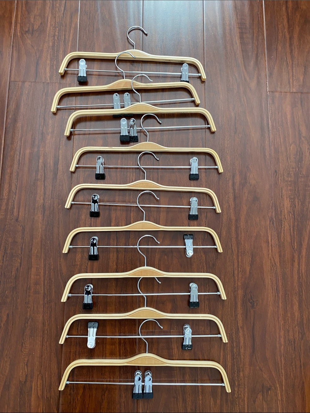 9 of New Wooden Suit Hangers with Metal Clips